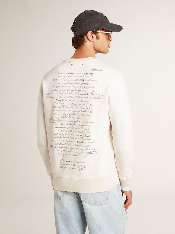 Golden Goose - Men's sweatshirt in worn white with print  in 