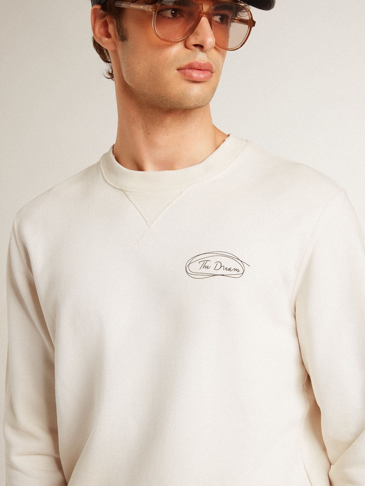 Golden Goose - Sudadera de hombre de color blanco envejecido con estampado  in 