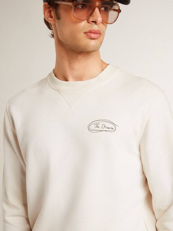Golden Goose - Men's sweatshirt in worn white with print  in 