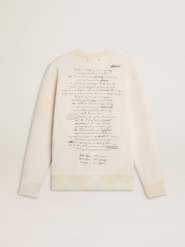 Golden Goose - Men's sweatshirt in worn white with print  in 
