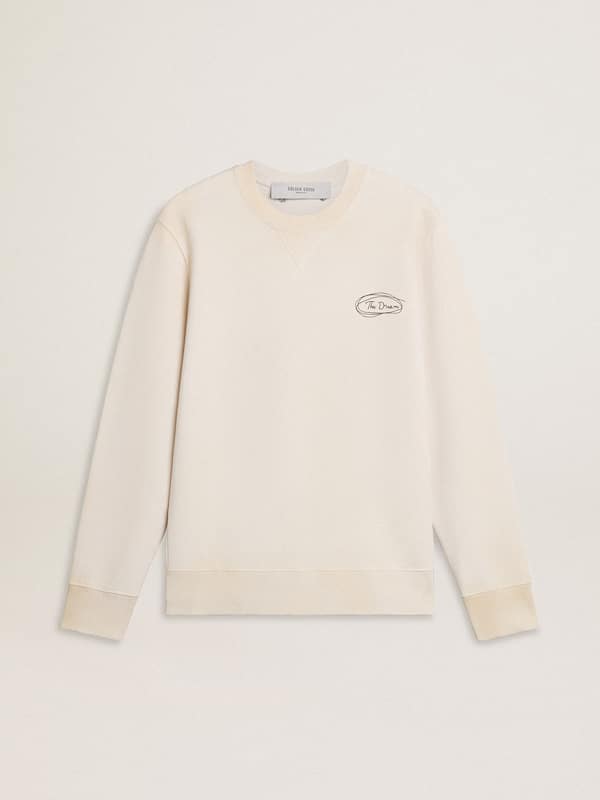 Golden Goose - Men's sweatshirt in worn white with print  in 