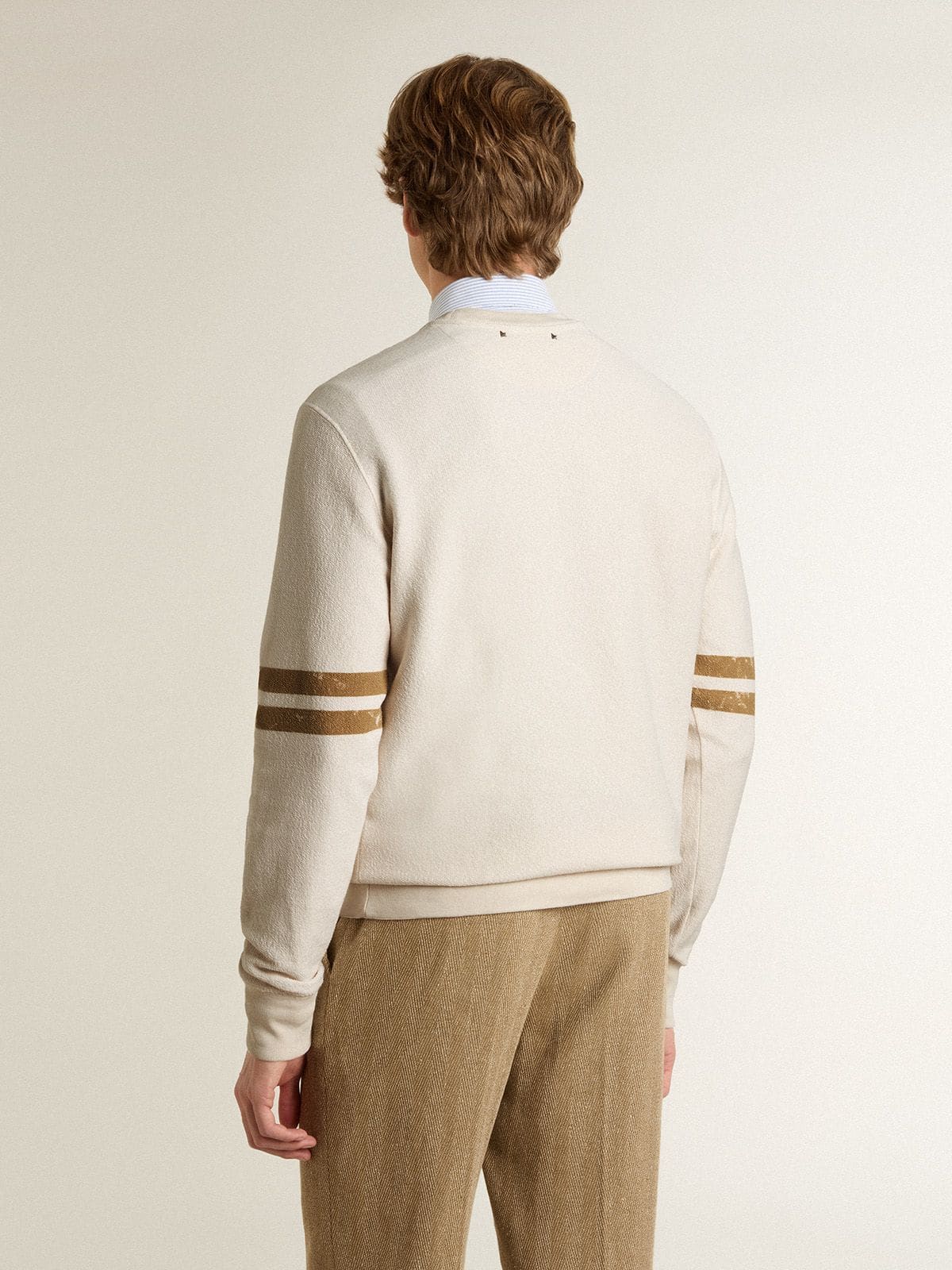 Golden Goose - Sudadera de hombre de algodón blanco con estampado frontal  in 
