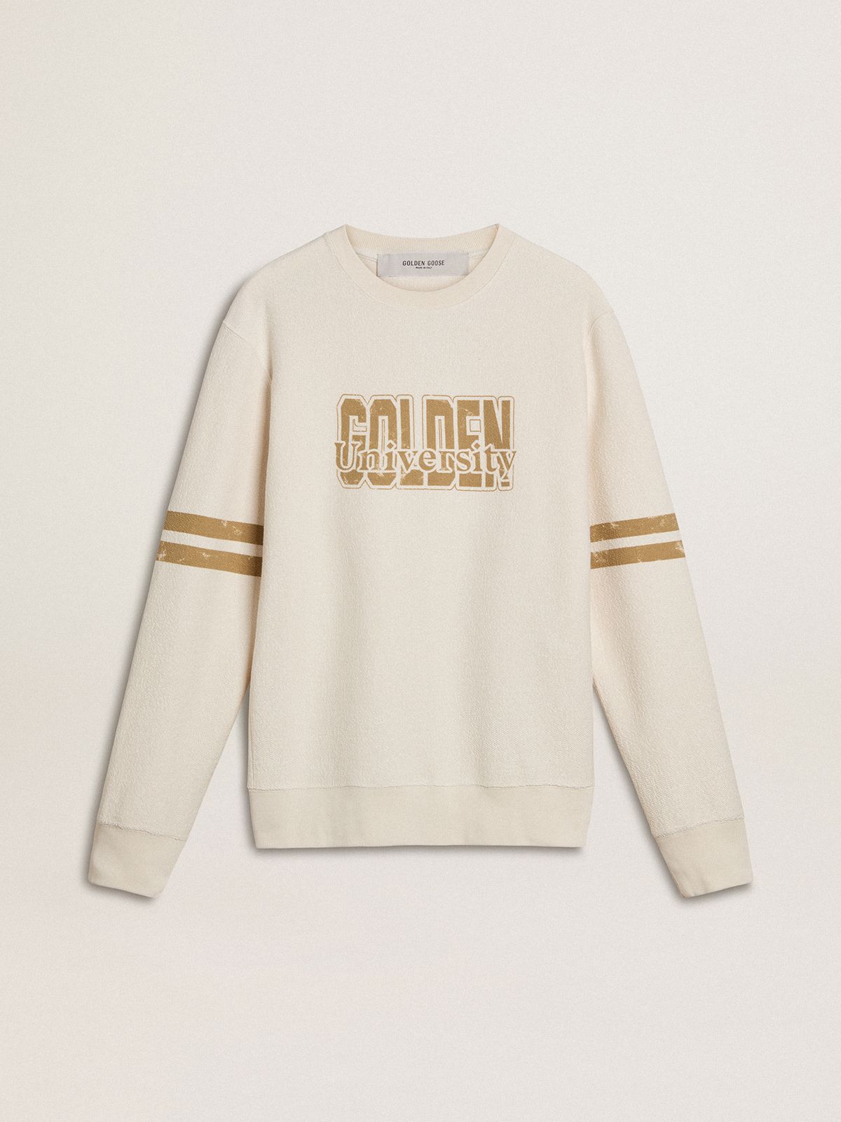 Sweat-shirt pour homme en coton blanc avec imprimé sur le devant — Golden Goose