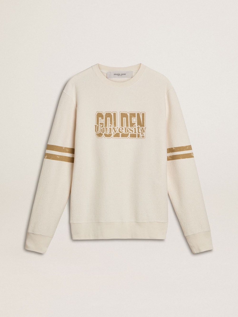 Sweat-shirt pour homme en coton blanc avec imprimé sur le devant — Golden Goose