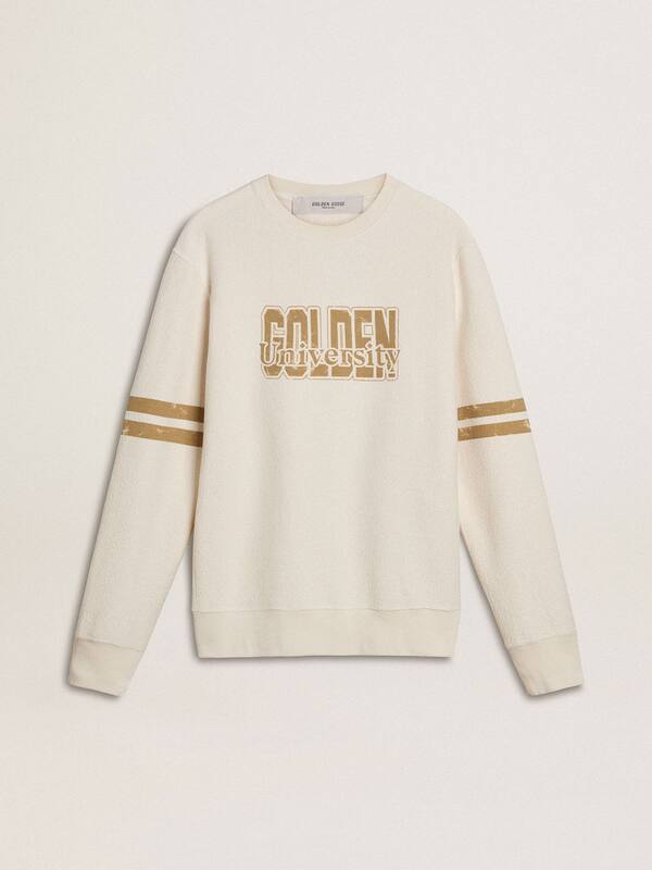 Golden Goose - Men's white cotton sweatshirt with front print  in 