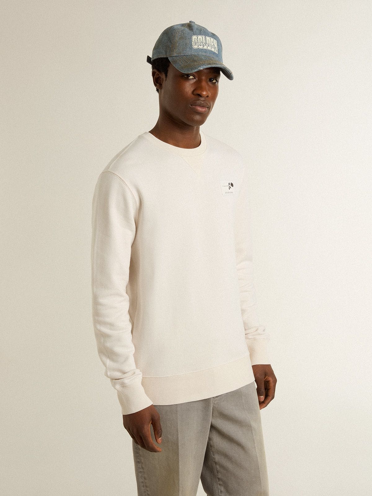 Sweat-shirt pour homme en coton blanc avec imprimé dans le dos