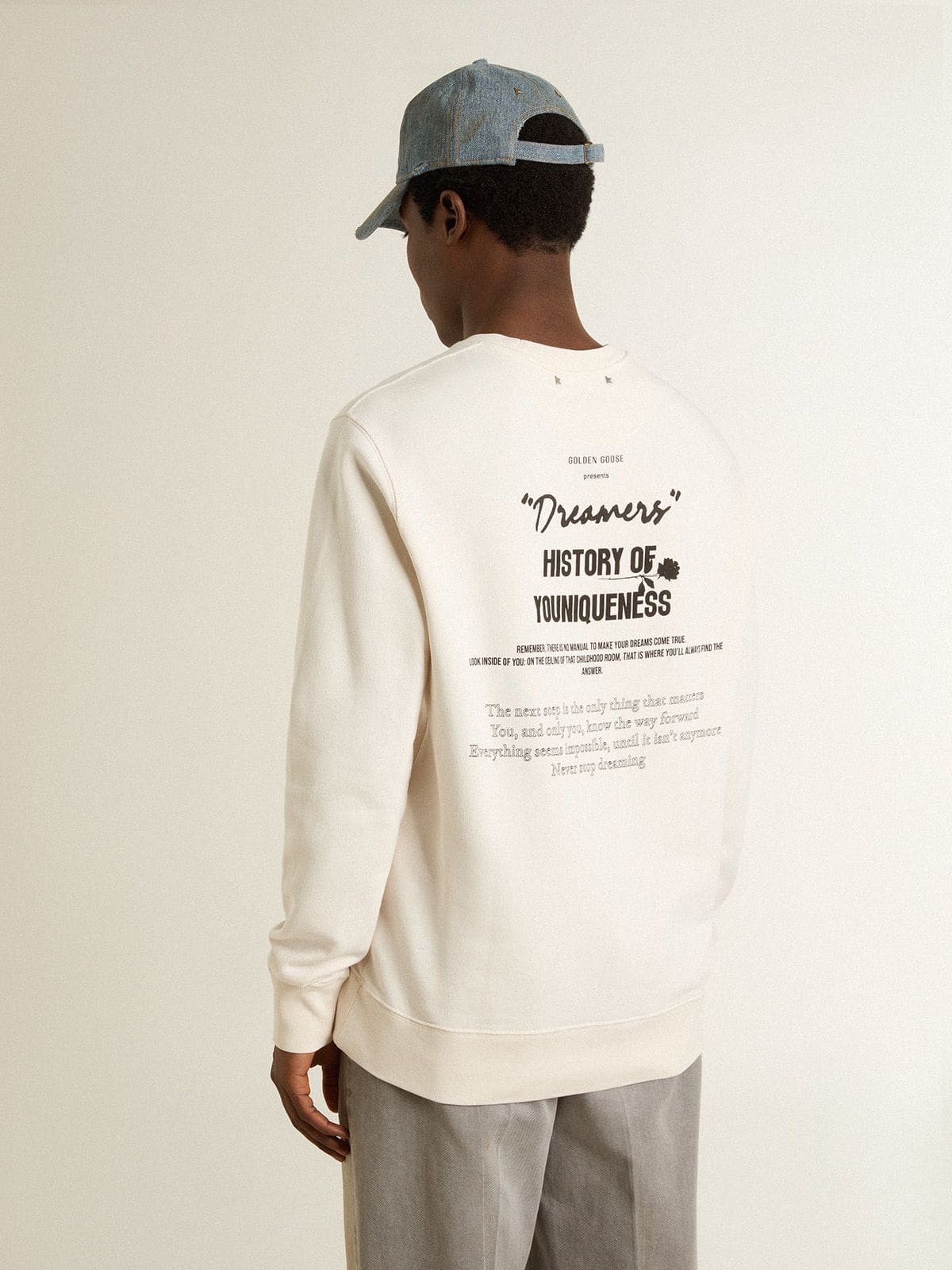 Golden Goose - Men's white cotton sweatshirt with print on the back in 