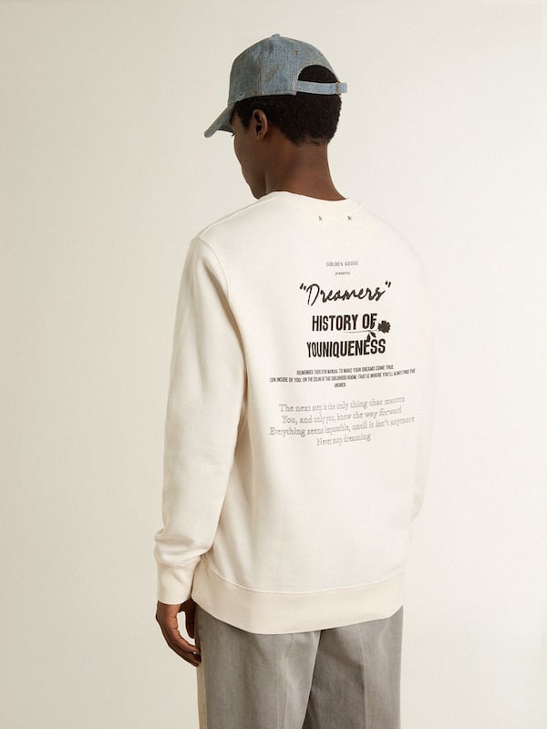 Golden Goose - Men's white cotton sweatshirt with print on the back in 