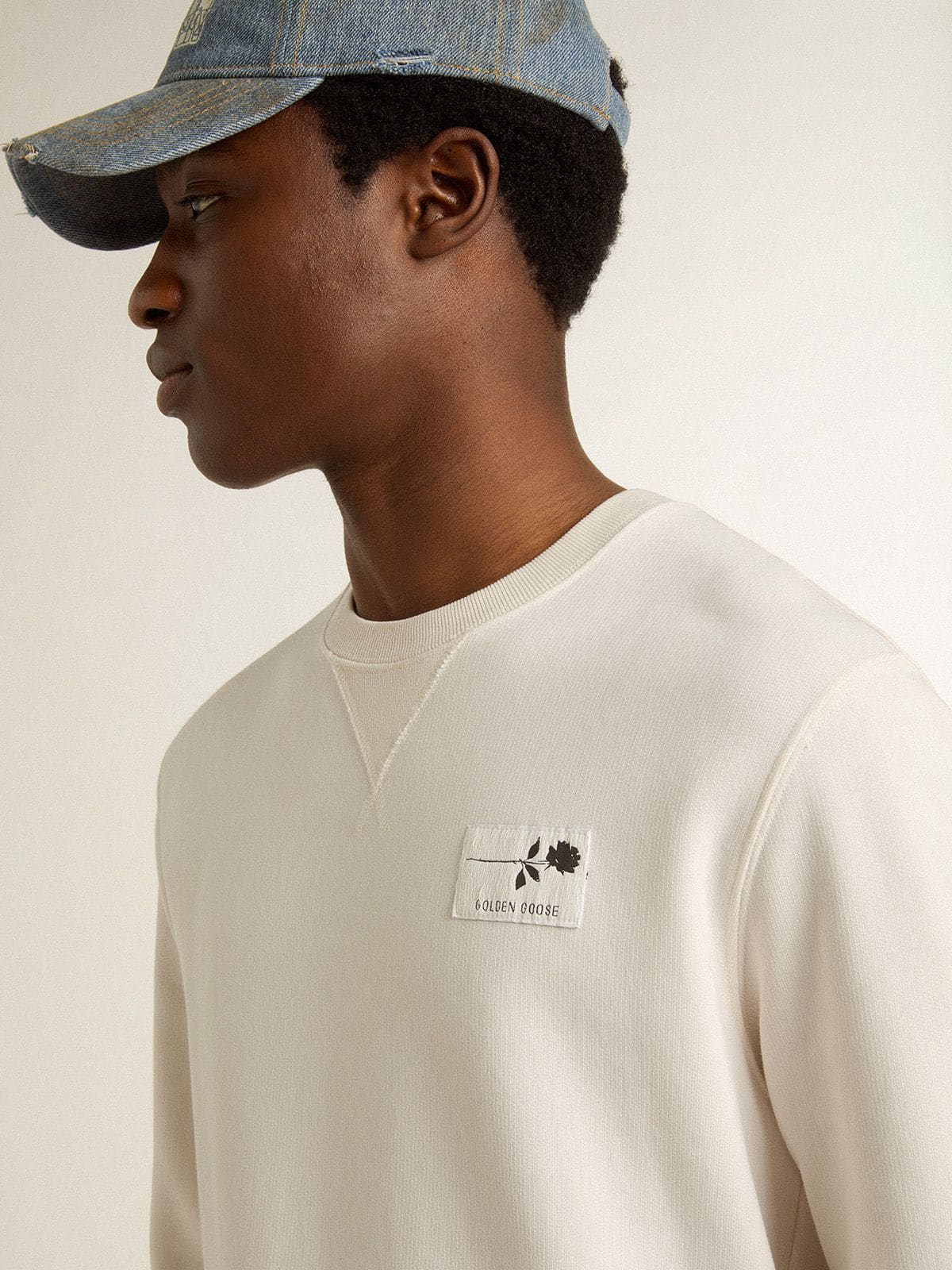 Golden Goose - Men's white cotton sweatshirt with print on the back in 