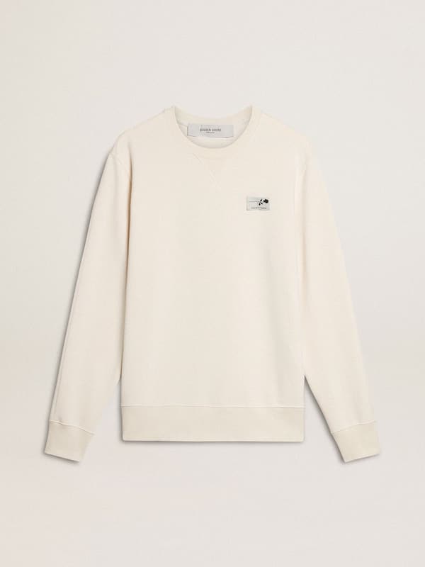 Golden Goose - Men's white cotton sweatshirt with print on the back in 