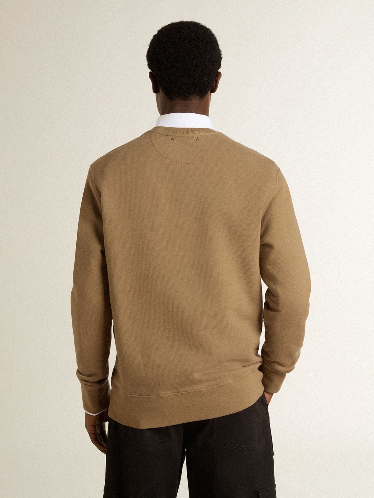 Golden Goose - Men's beige cotton sweatshirt with print on the front  in 