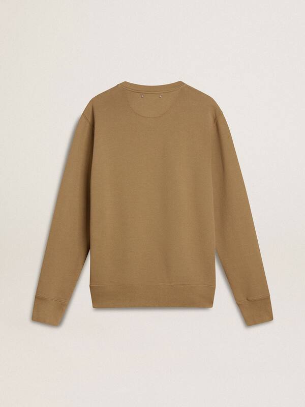 Golden Goose - Men's beige cotton sweatshirt with print on the front in 
