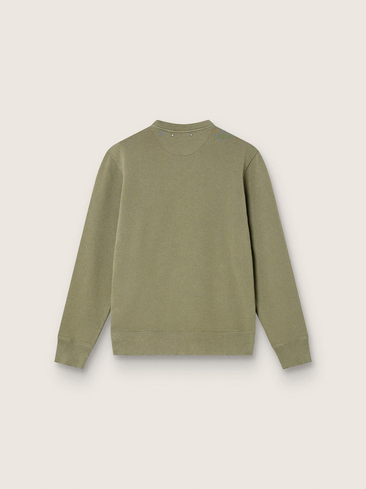 Golden Goose - Men's green cotton fleece sweatshirt with logo in 