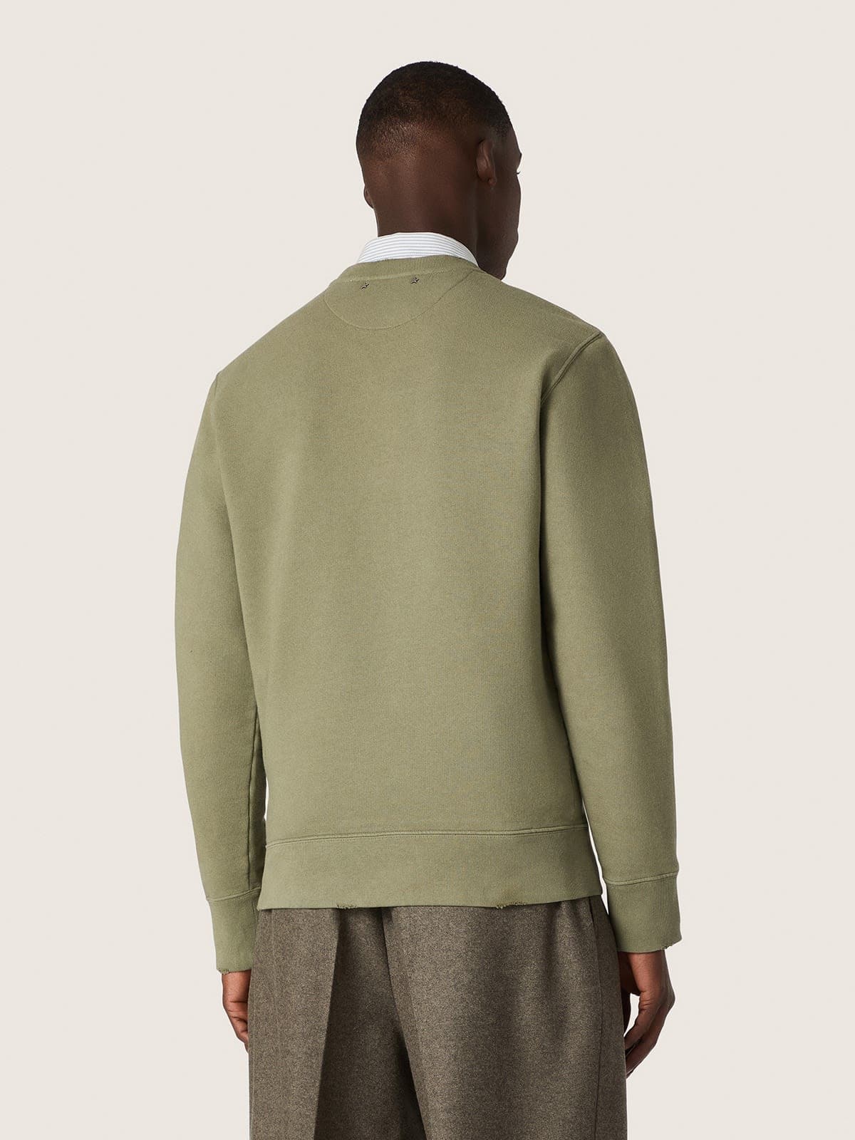 Golden Goose - Men's green cotton fleece sweatshirt with logo in 