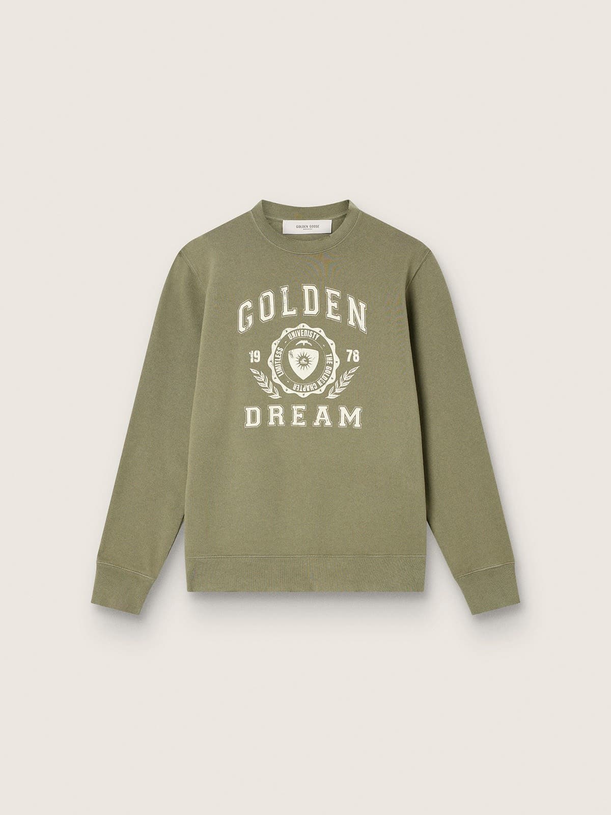 Golden Goose - Men's green cotton fleece sweatshirt with logo in 