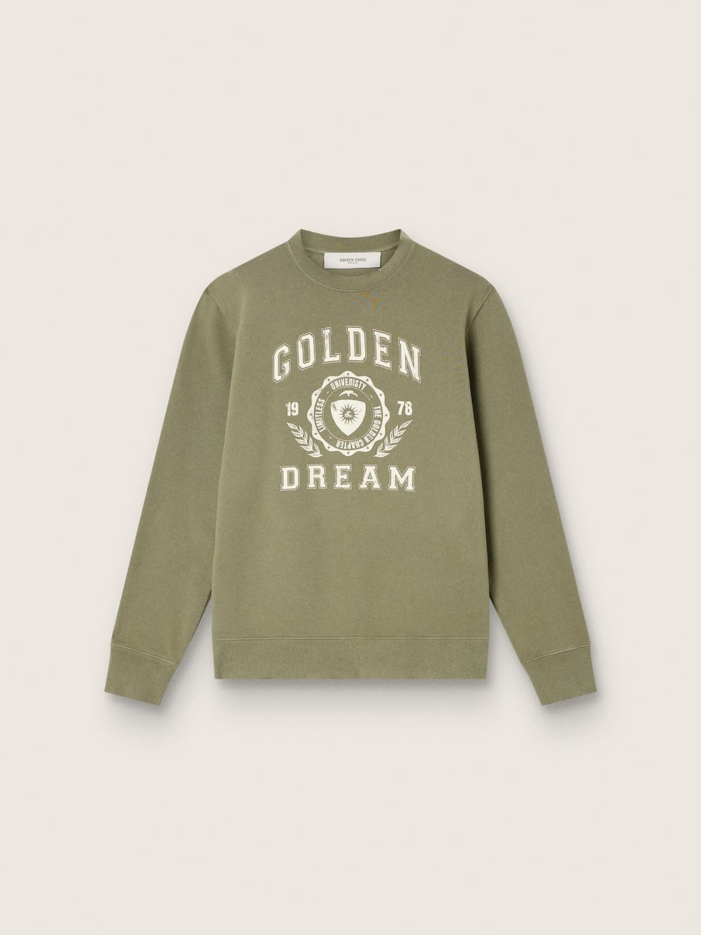 Sweat-shirt homme en molleton de coton vert avec logo — Golden Goose