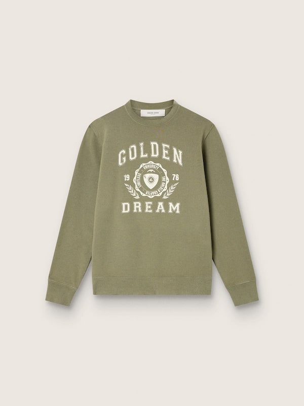 Golden Goose - Men's green cotton fleece sweatshirt with logo in 