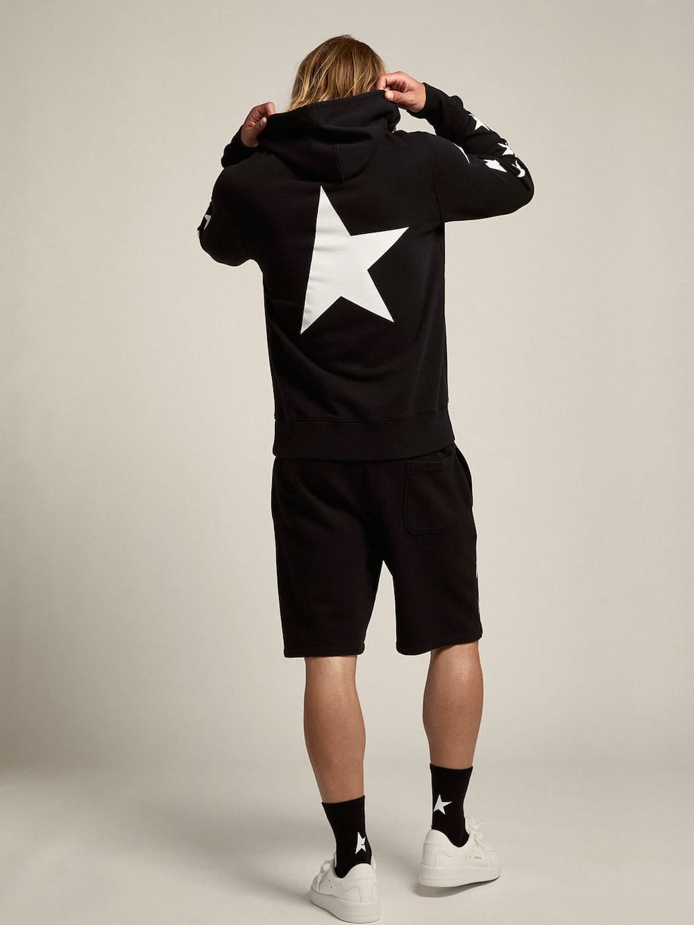 Golden Goose - Black Alighiero Star Collection sweatshirt with contrasting white stars in 