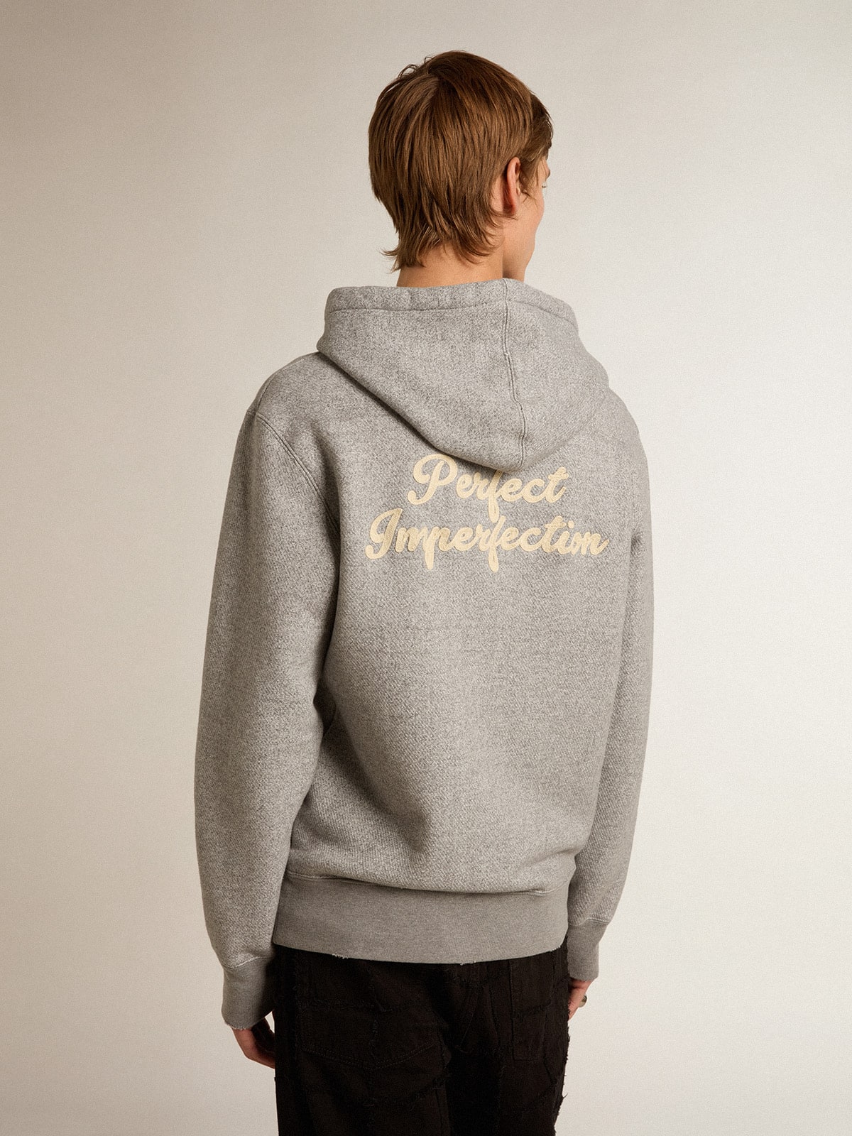 Golden Goose - Gray melange cotton sweatshirt with hood in 