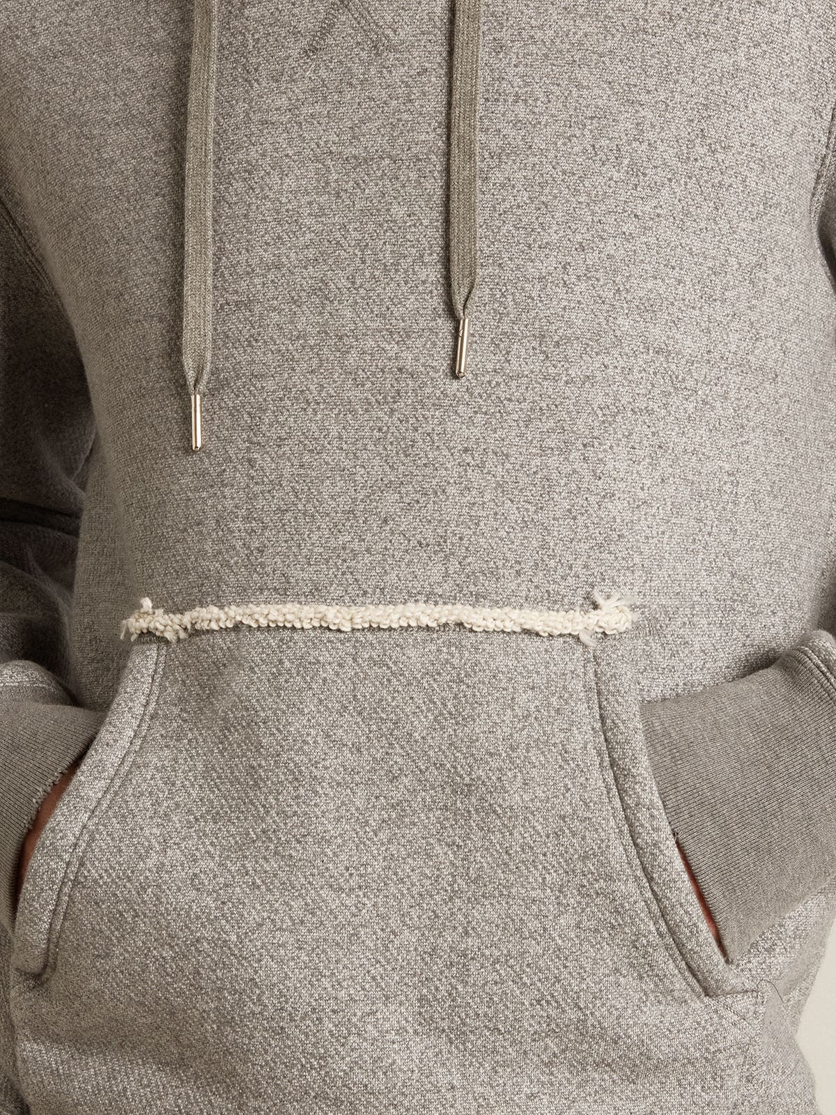 Golden Goose - Gray melange cotton sweatshirt with hood in 