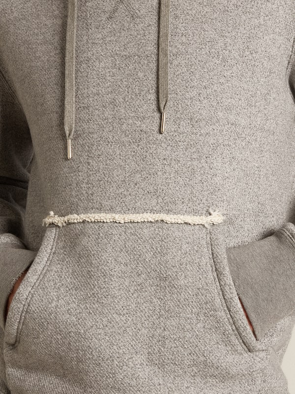Golden Goose - Gray melange cotton sweatshirt with hood in 