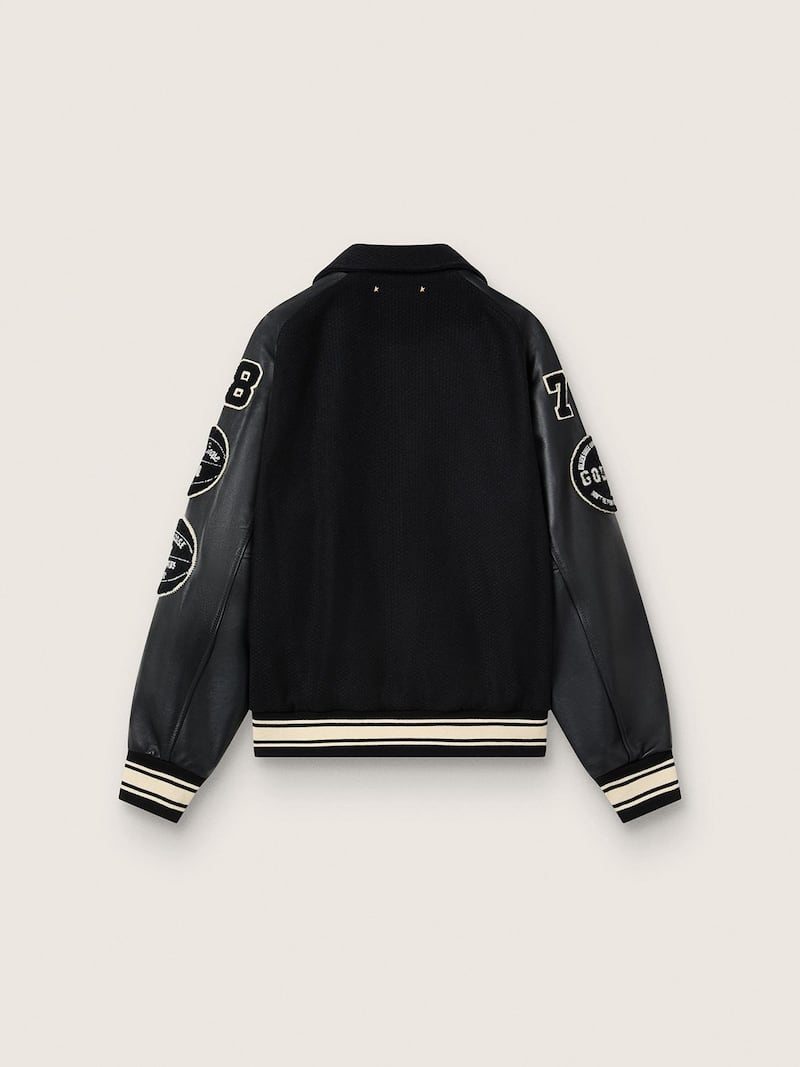 Golden Goose - Veste bomber en laine noire avec patch in 