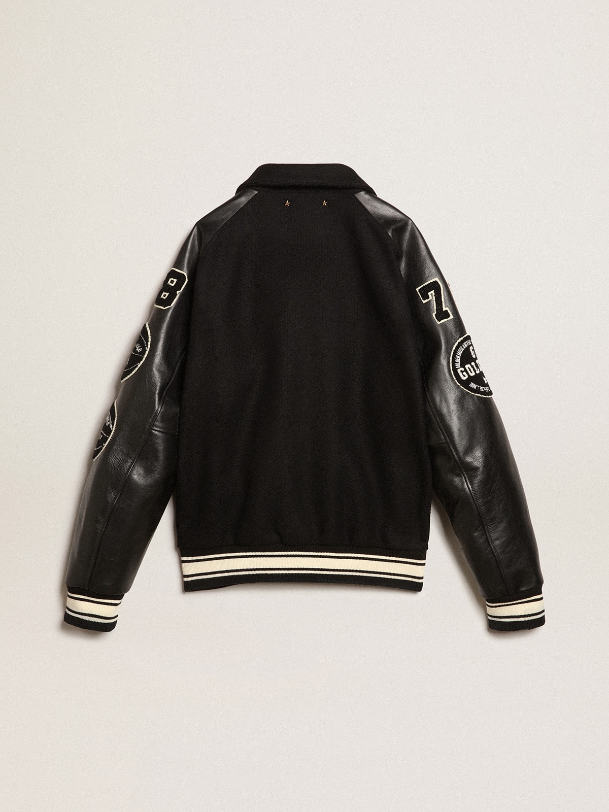 Golden Goose - Black wool bomber jacket with patch in 