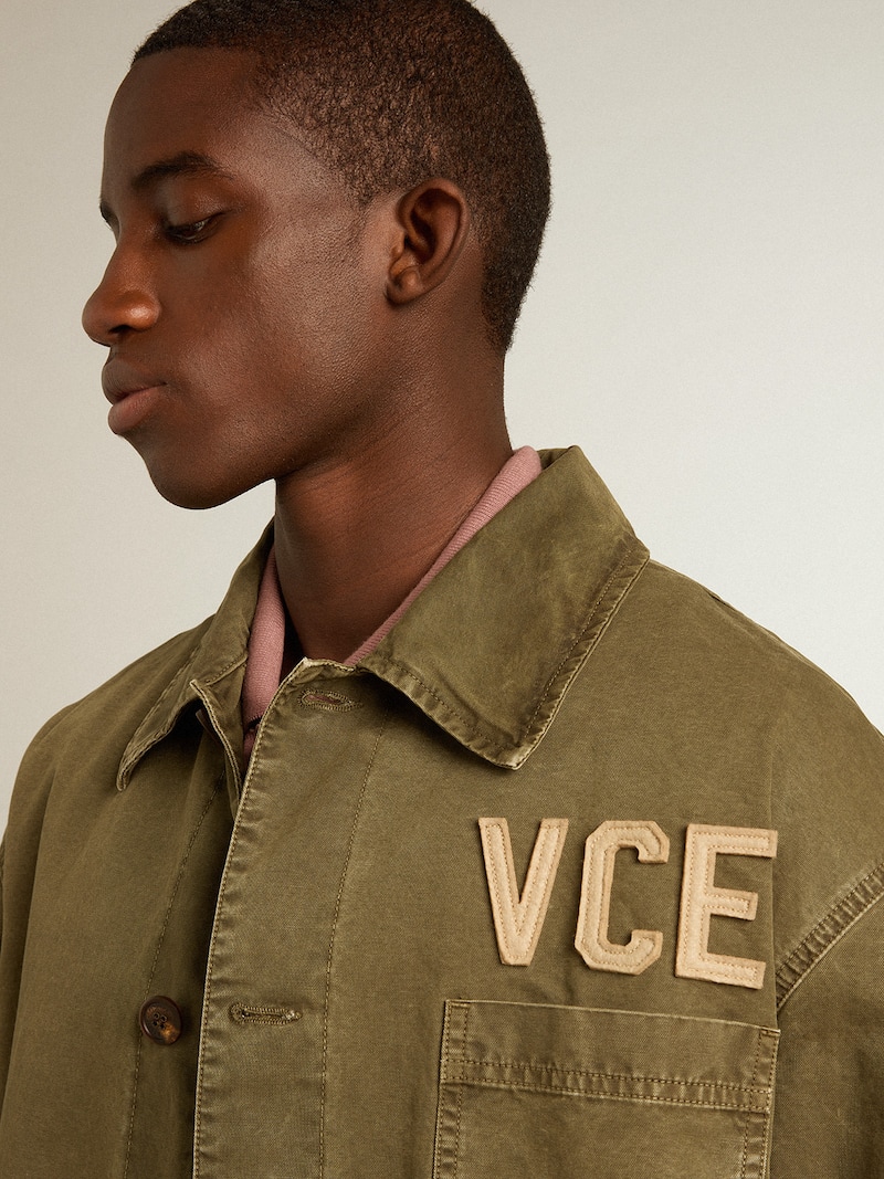 Golden Goose - Chemise pour homme en coton couleur olive in 