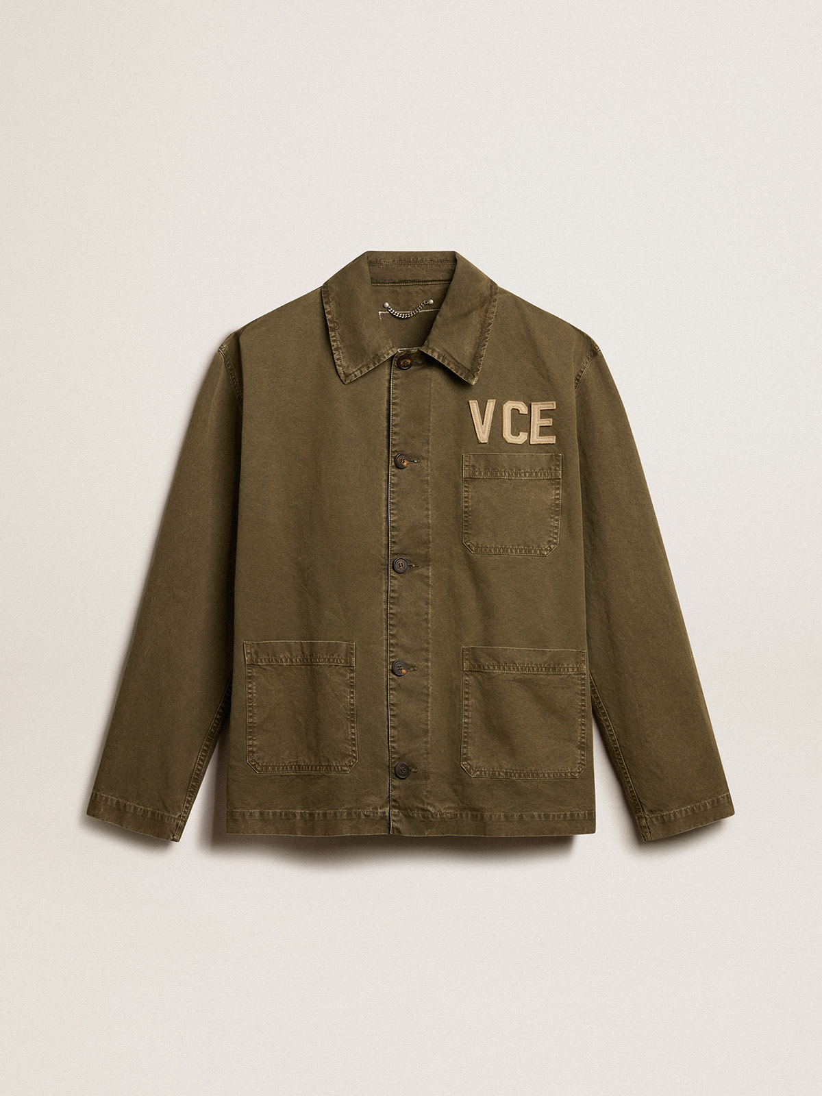Chemise pour homme en coton couleur olive — Golden Goose