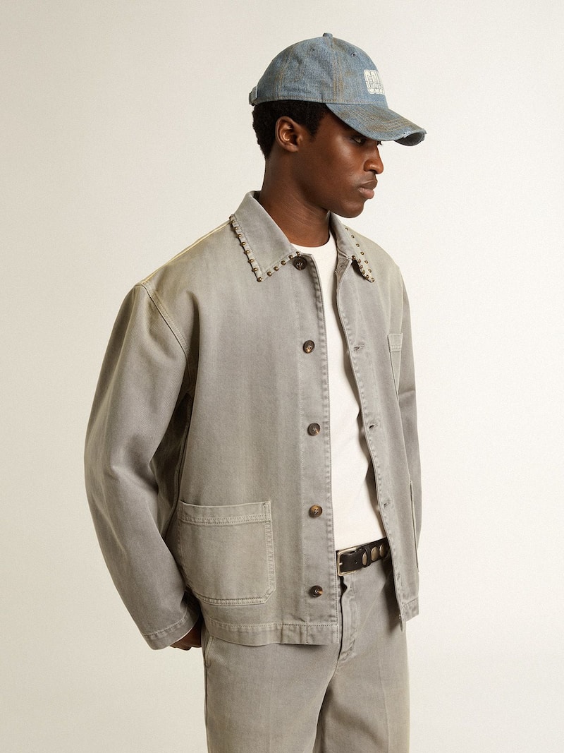Golden Goose - Men's gray denim jacket with studs in 