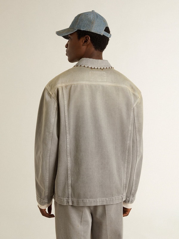 Golden Goose - Men's gray denim jacket with studs in 