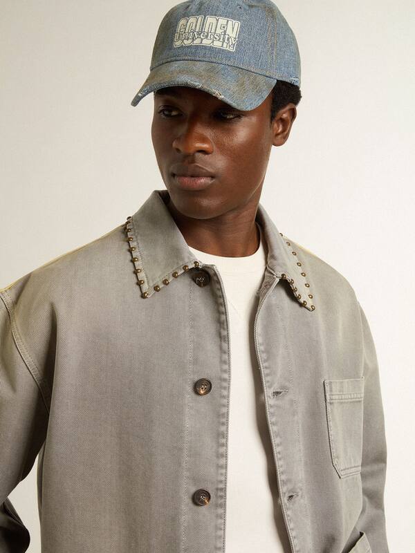 Golden Goose - Men's gray denim jacket with studs in 