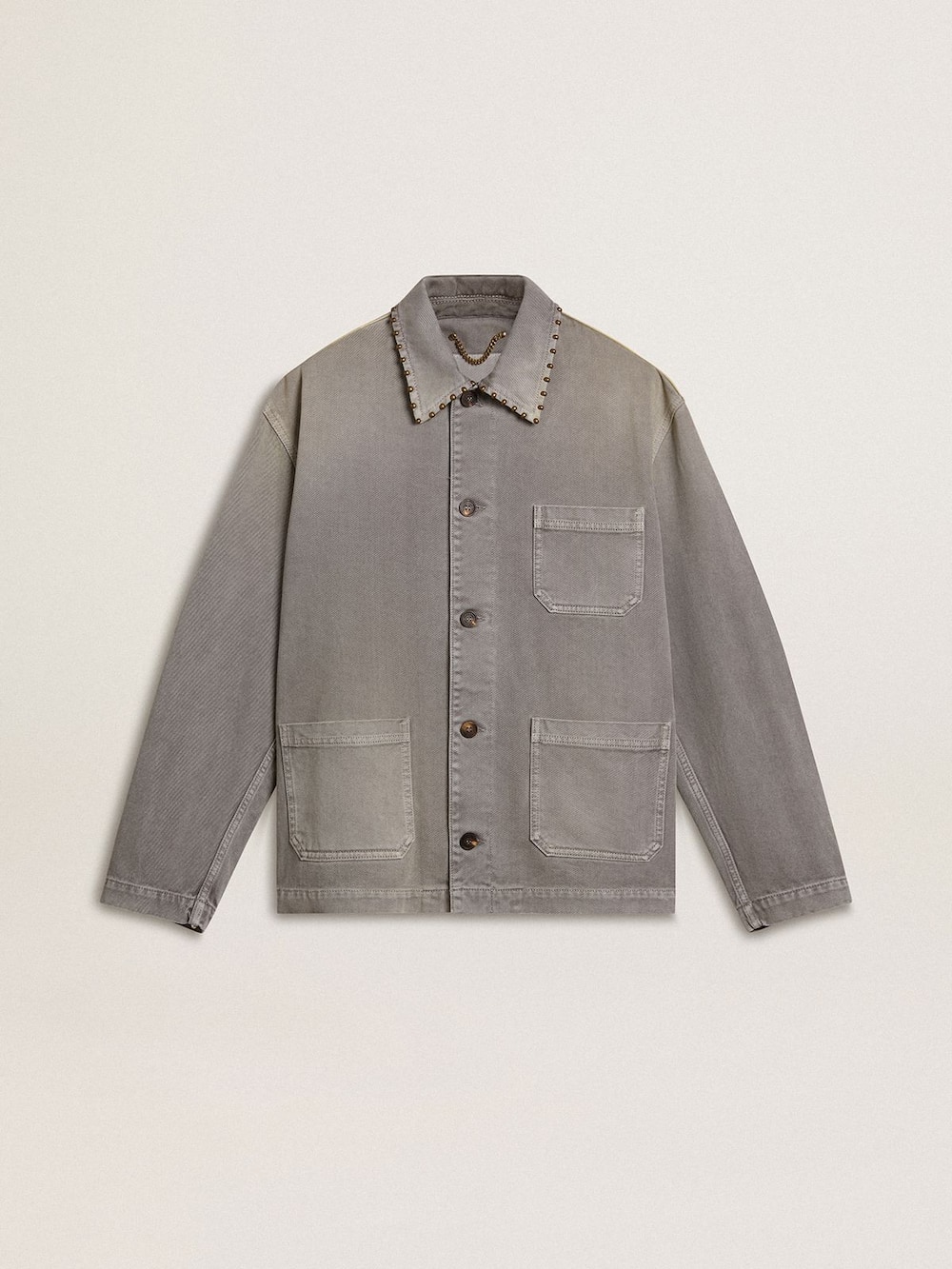 Veste en denim gris pour homme avec cabochons — Golden Goose