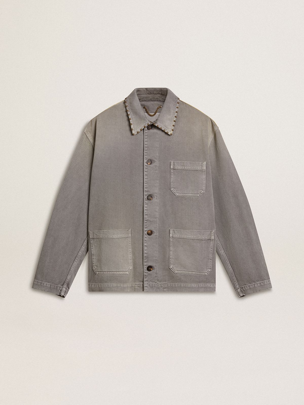 Veste en denim gris pour homme avec cabochons — Golden Goose
