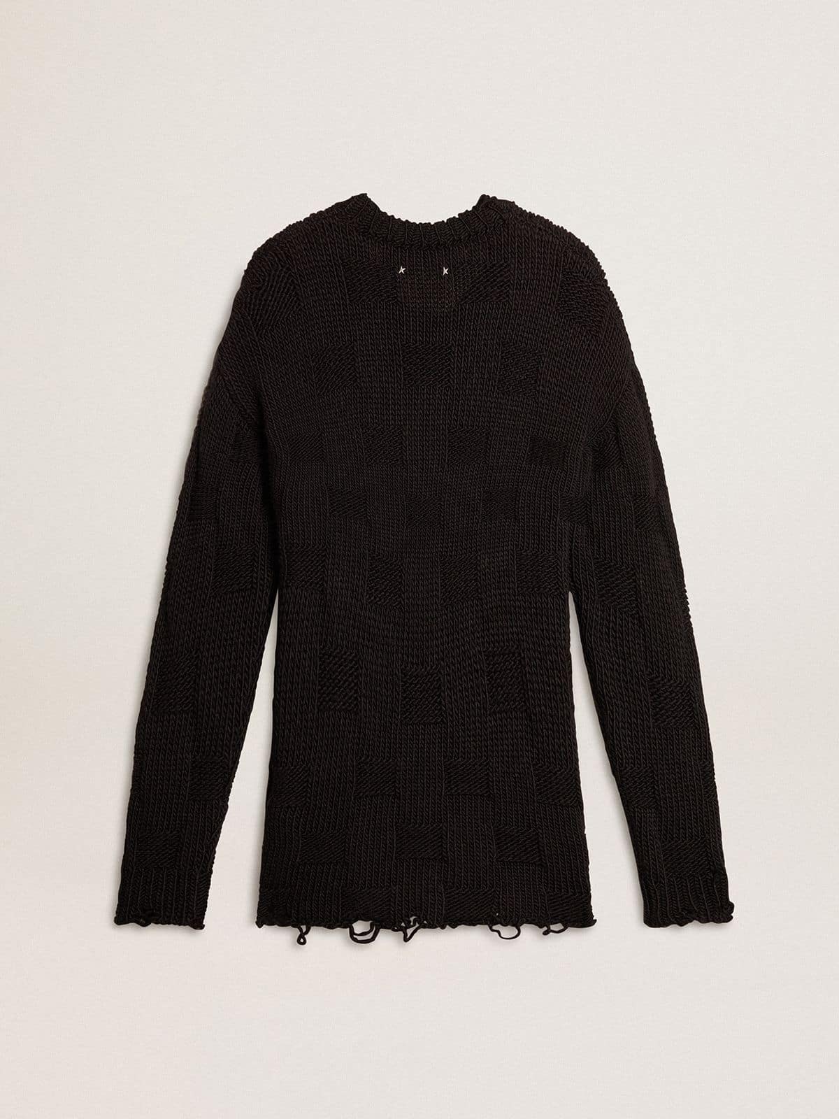 Golden Goose - Men's black wool sweater with a distressed effect in 