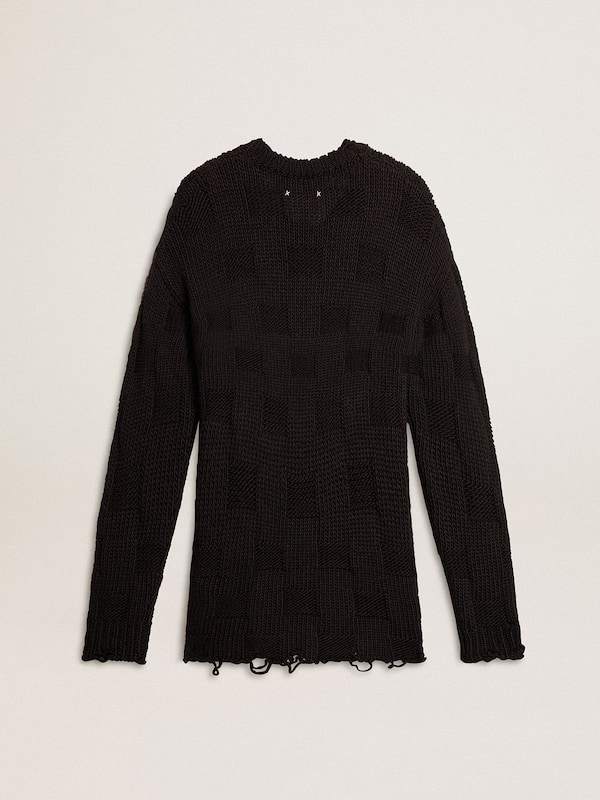 Golden Goose - Men's black wool sweater with a distressed effect in 