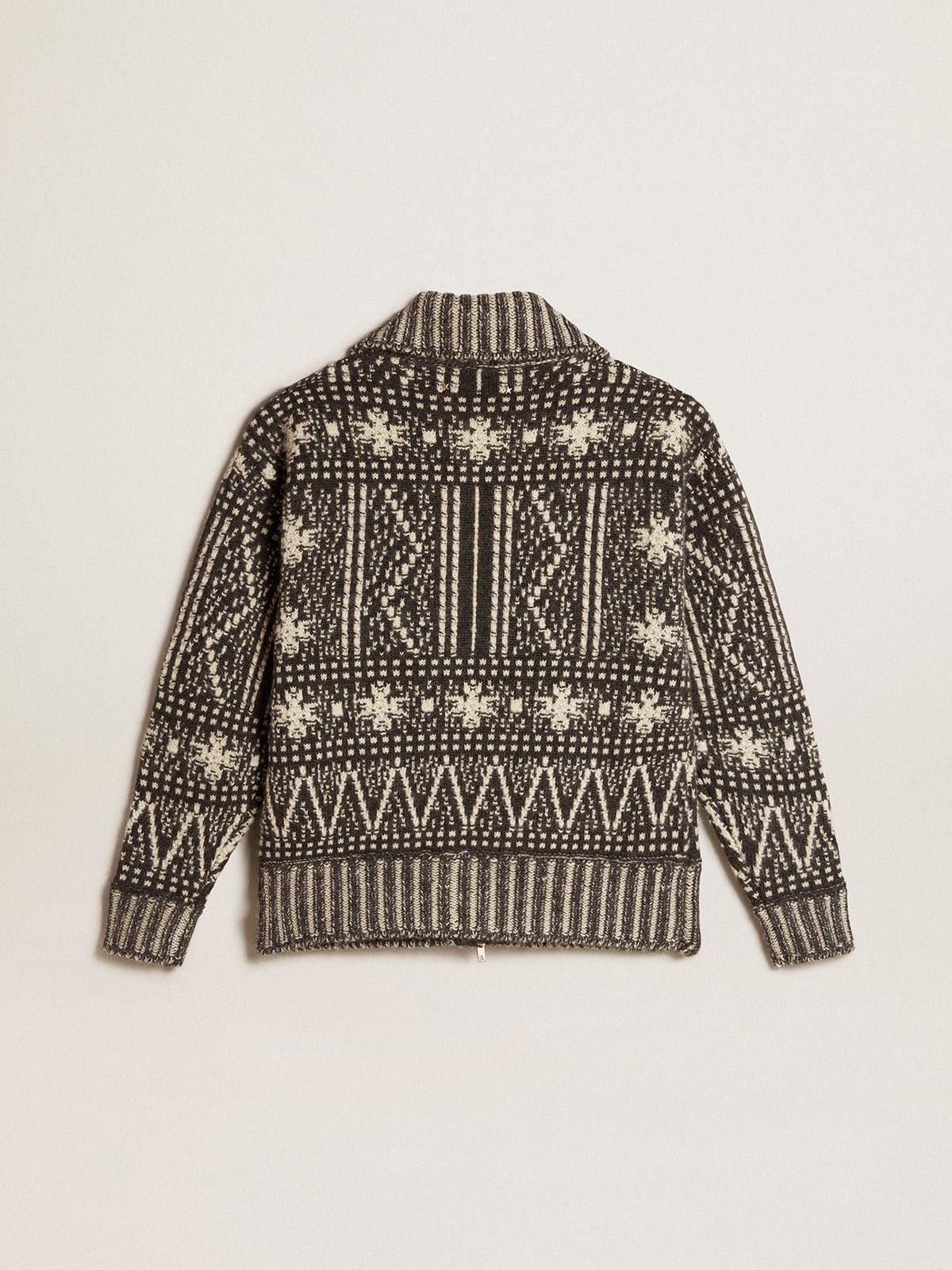 Golden Goose - Cardigan con motivo fair isle color grigio scuro in 