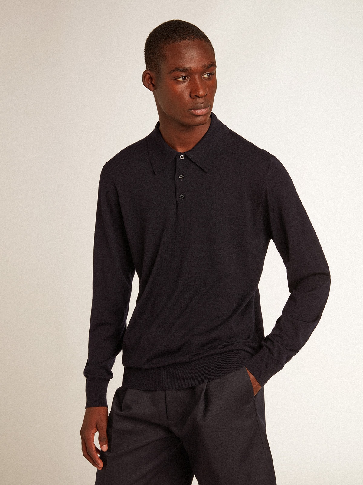 Navy polo long sleeve best sale