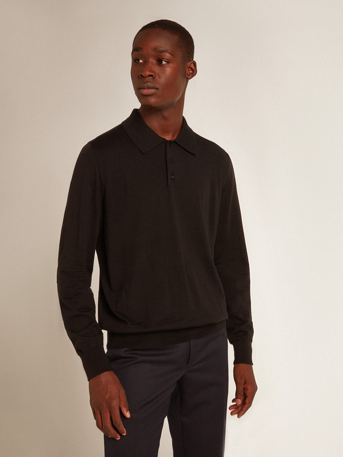 Merino wool long sleeve polo shirt best sale