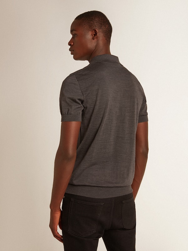 Golden Goose - Men’s short-sleeved polo shirt in gray merino wool in 