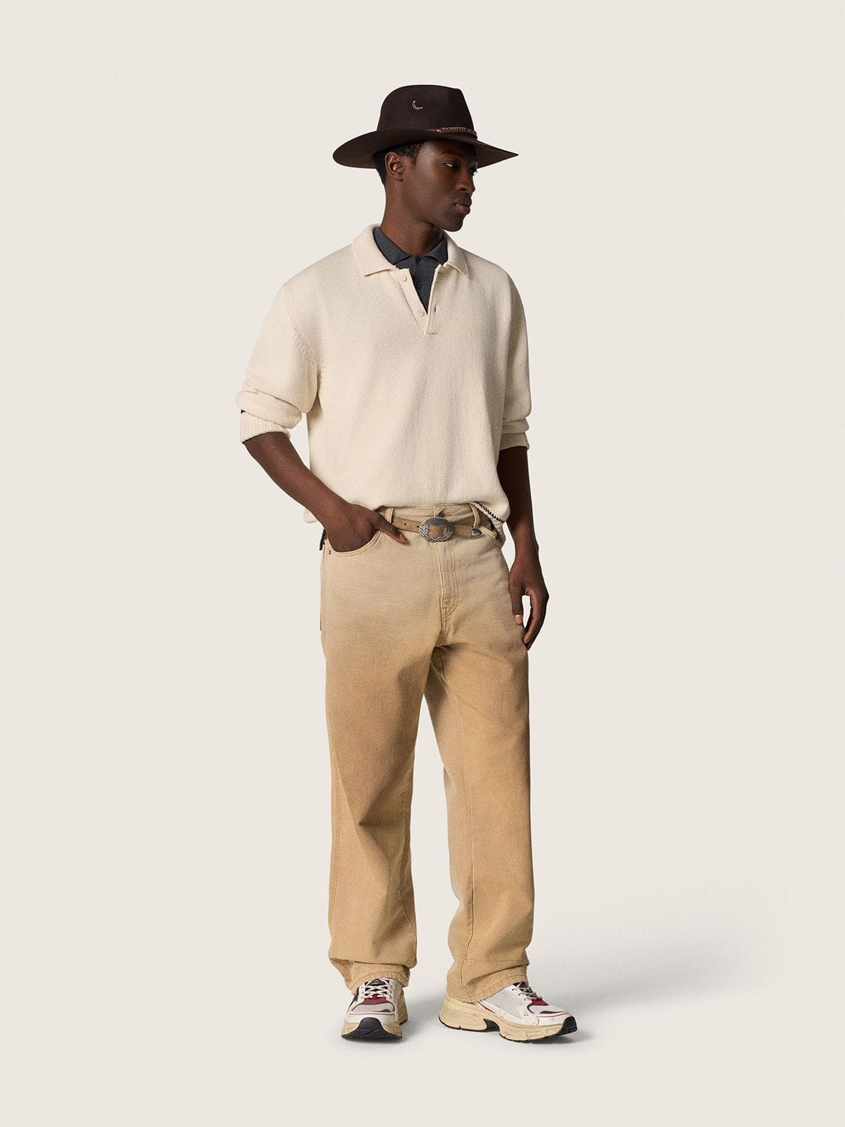 Golden Goose - Polo de manga corta de hombre en lana merina de color gris in 