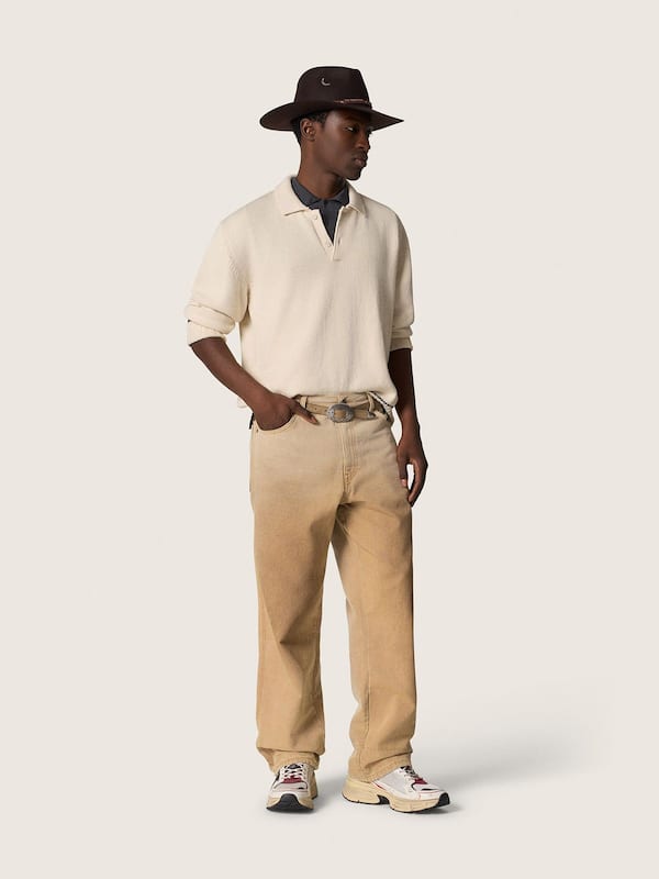 Golden Goose - Men’s short-sleeved polo shirt in gray merino wool in 