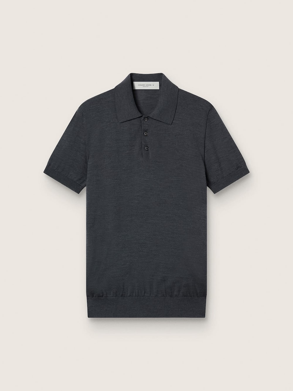 Polo gris à manches courtes pour homme en laine mérinos — Golden Goose