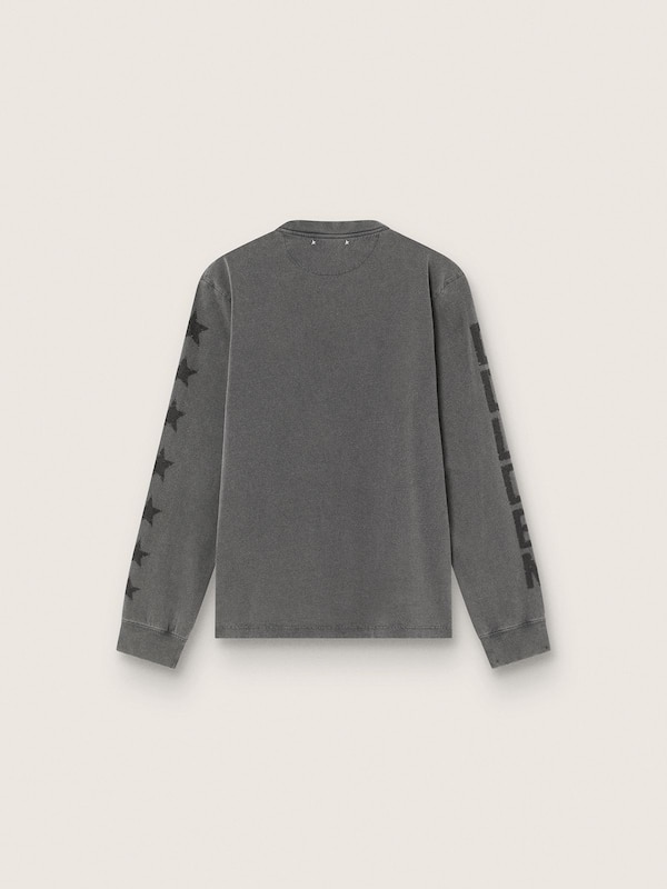 T-shirt da uomo a maniche lunghe in cotone antracite con stampa