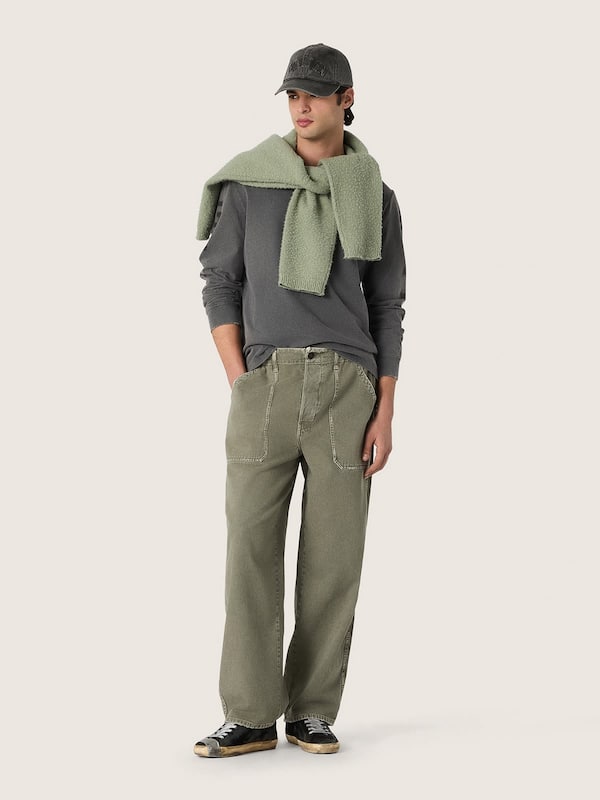 T-shirt da uomo a maniche lunghe in cotone antracite con stampa