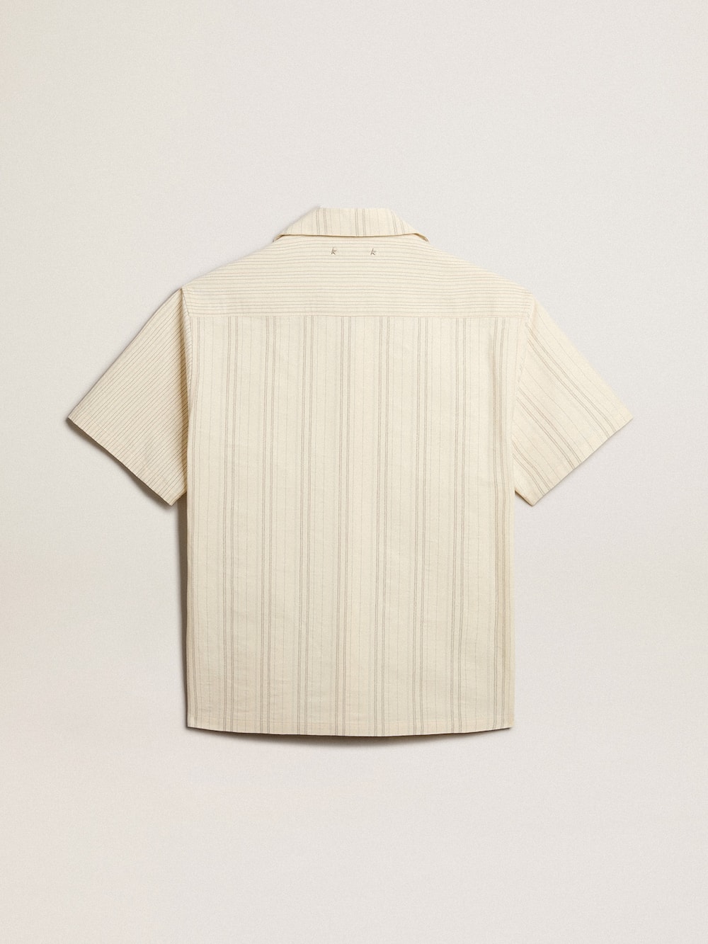 Golden Goose - Men's short-sleeved shirt in ecru-colored cotton  in 