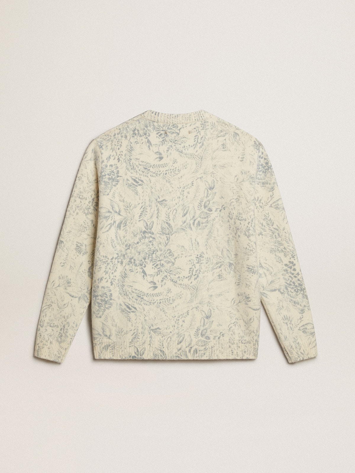 Golden Goose - Men’s round-neck sweater in wool with all-over toile de jouy pattern in 