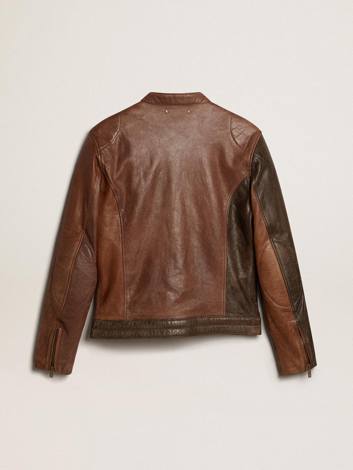 Golden Goose - Biker-inspired brown nappa leather jacket in 