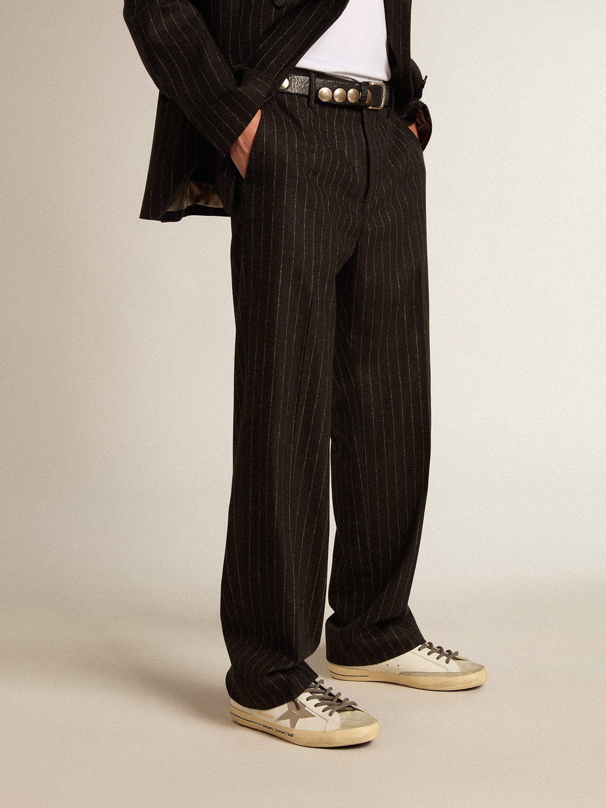 Golden Goose - Men’s pants in dark gray wool in 