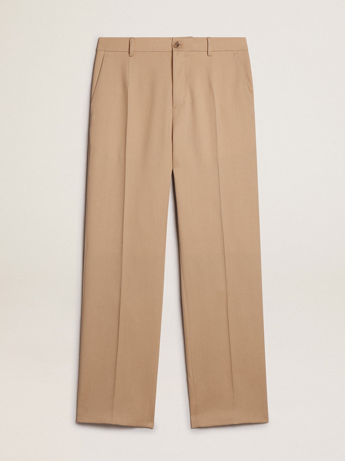 Men's wool gabardine pants in sand | Golden Goose